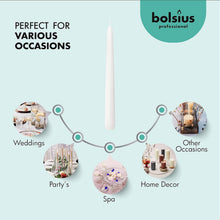 Load image into Gallery viewer, Elegant 60-Pack 10-Inch Long-Lasting Smokeless White Taper Candles - 8 Hour Burn