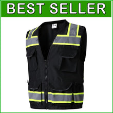 Load image into Gallery viewer, 12 Pocket High Visibility Safety Vest - Class 2 ANSI Compliant for Professionals