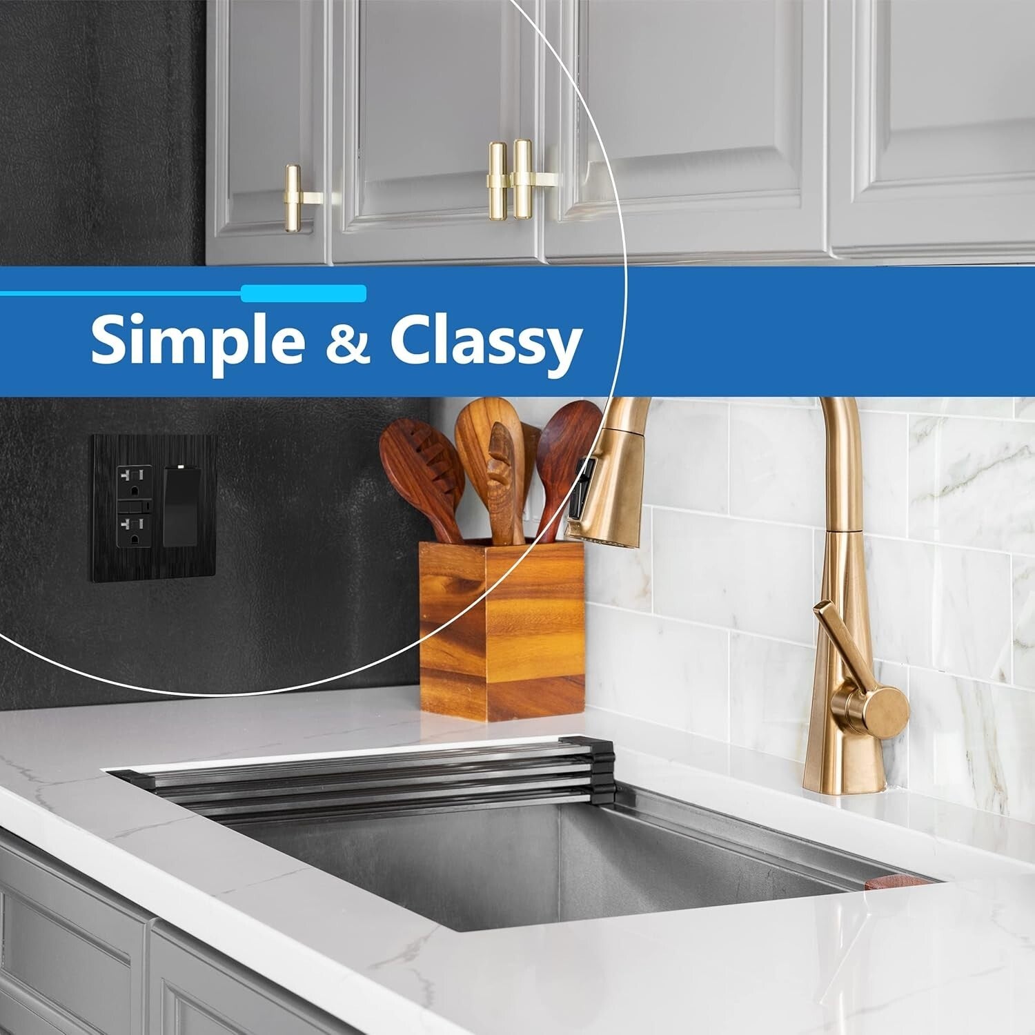 Brushed Black Screwless Double Decorator Wall Plate - 10 Pack, Modern Elegance