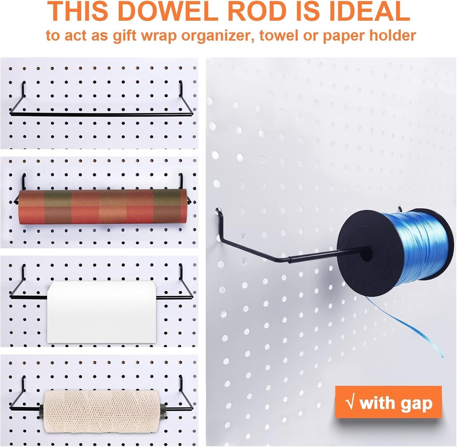 18 Pack Pegboard Hooks Assortment - Rust-Resistant, Adjustable Storage Solutions