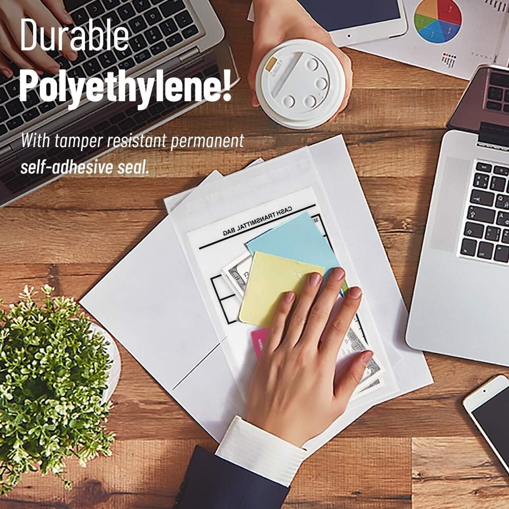 Secure Tamperproof Cash Bags - 6x9 Inch Self-Adhesive Envelopes, 500 Per Pack