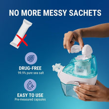 Load image into Gallery viewer, Gentle Saline Nasal Rinse Kit - 20 SaltPods, Nose Cleaner &amp; Pillows Included