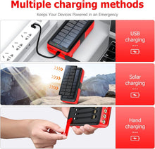 Load image into Gallery viewer, Portable Solar Charger Power Bank with 4 LED Flashlight &amp; Fast Charging Capacity