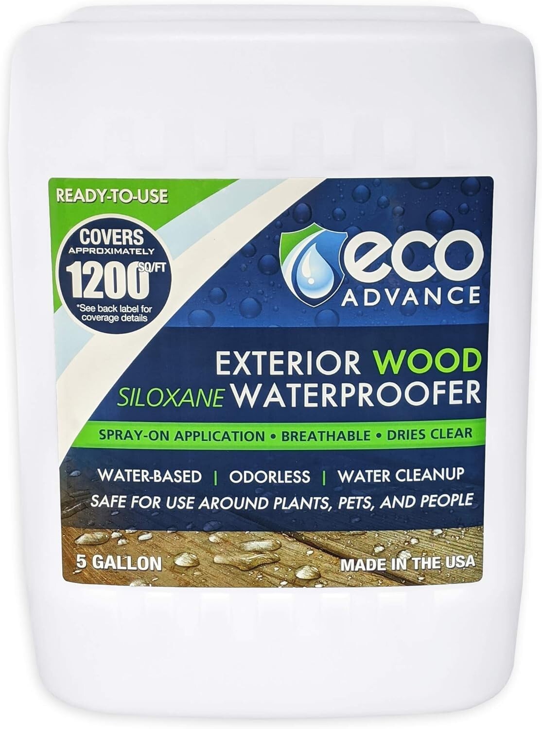 Commercial-Grade Siloxane Water Repellent for Wood - 5 Gallon, Safe for Family