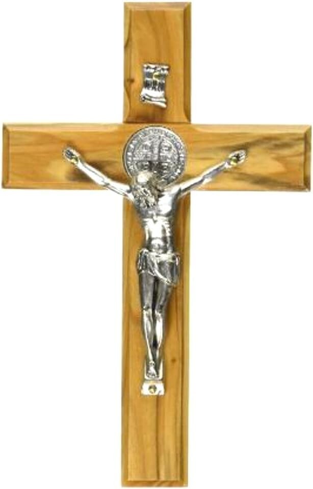 Artisan Crafted Saint Benedict Silver Tone Crucifix - Perfect Spiritual Gift