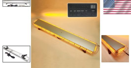 Professional Waterproof 12V-24V Amber Strobe Light Bar - 55 Inch, 104 LEDs