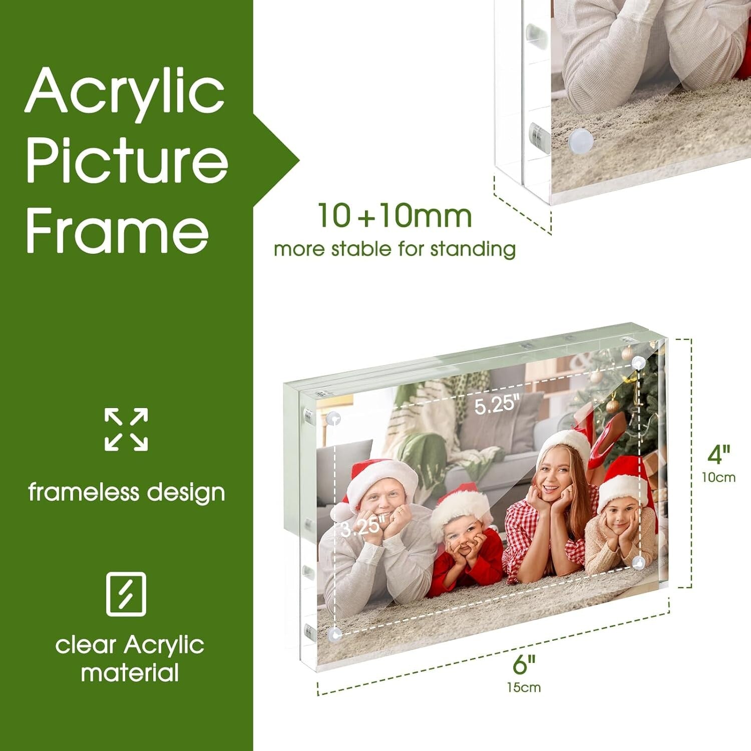 Double-Sided 4x6 Acrylic Frames 6 Pack - Perfect for Home or Office Display