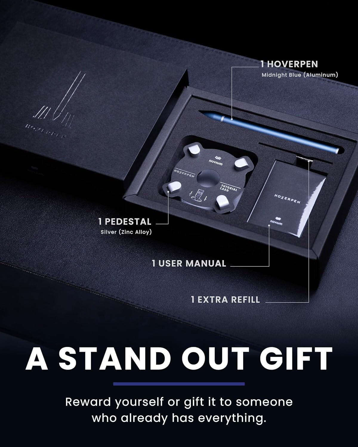 Self-Balancing Hoverpen - Aluminum Luxury Pen with Waterproof Ink and Grip