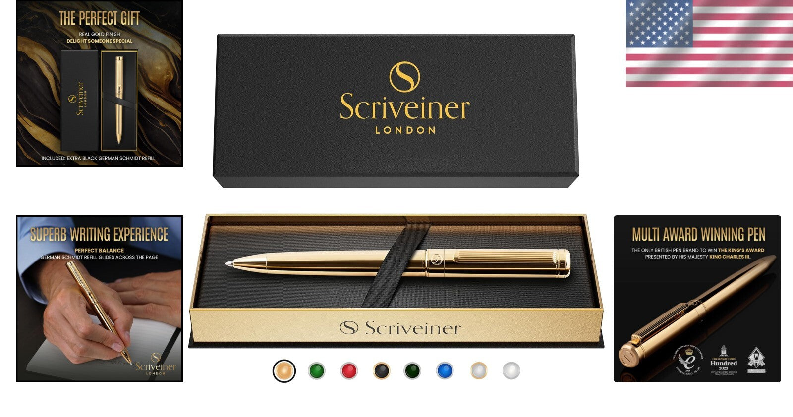 Stylish Gold Ballpoint Pen with Schmidt Black Refill - Sophisticated Design