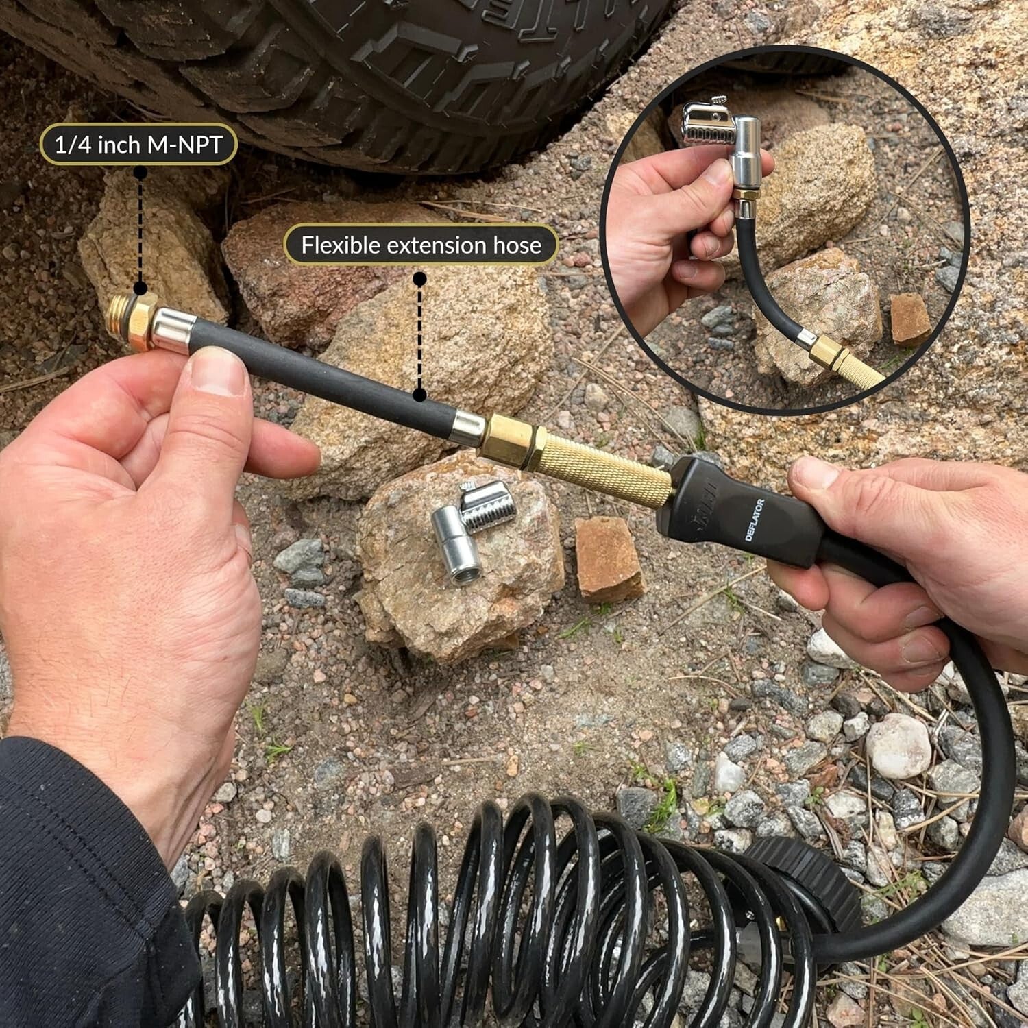 Compact JACO 12V Tire Inflator - 3.5 CFM High Flow with Quick Lock Air Chuck