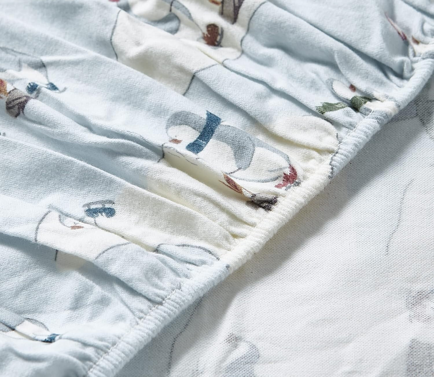 Soft Brushed Cotton Flannel Twin Bedding Set - Skating Penguin Print