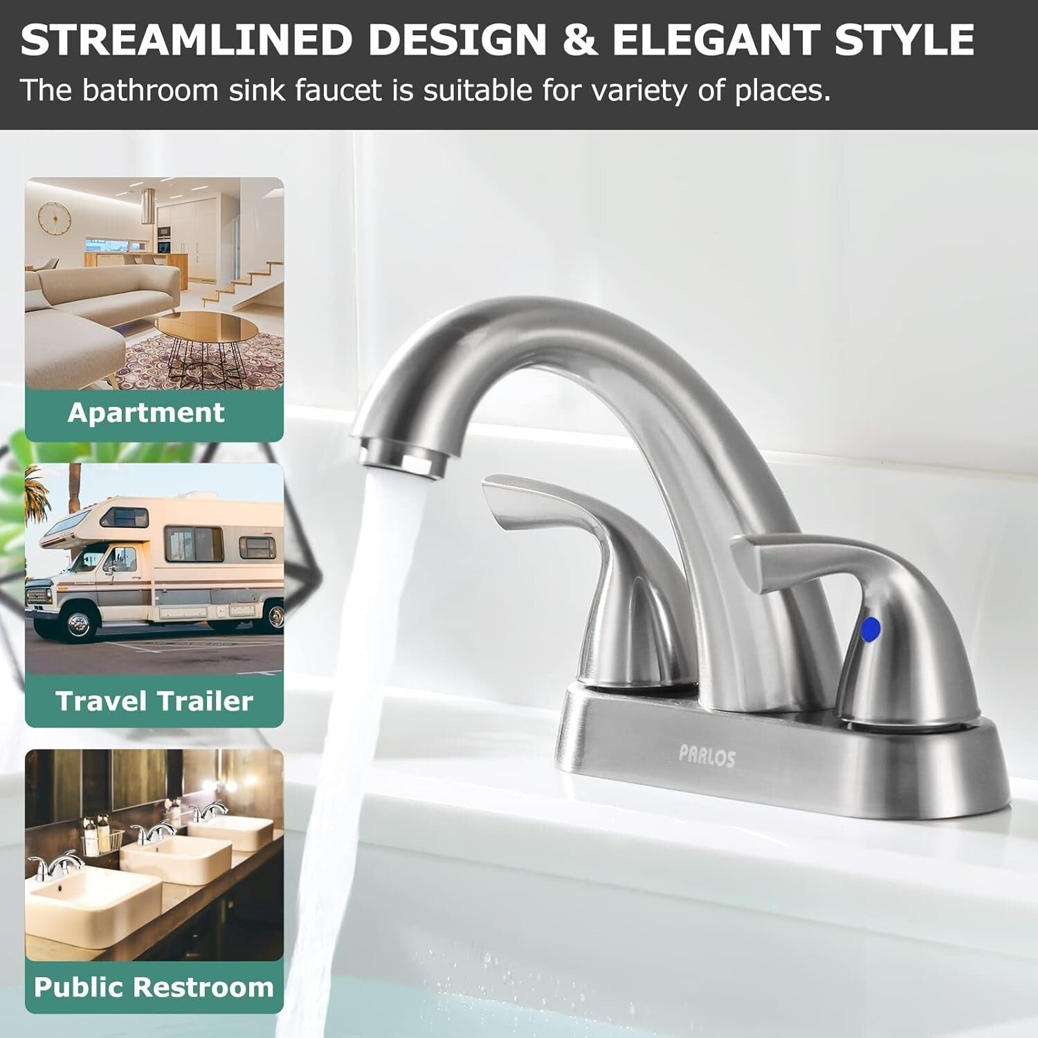 Elegant 2-Handle Bathroom Sink Faucet in Brushed Nickel - Water Efficient Design