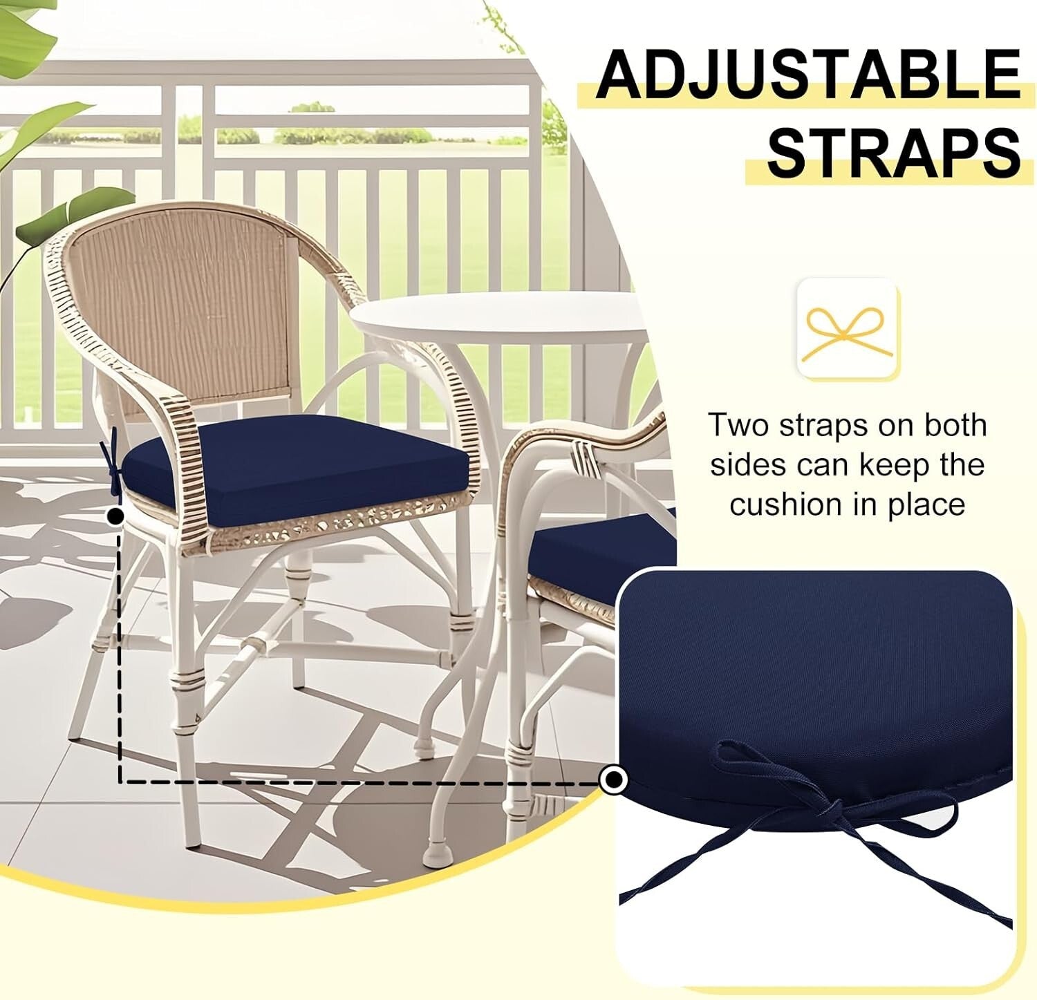 Set of 4 Water-Resistant Navy Outdoor Chair Cushions with Memory Foam Support