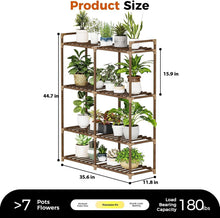 Load image into Gallery viewer, Carbonized Wood Indoor Plant Shelf with Built-In Grow Lights – 16 Plant Holder