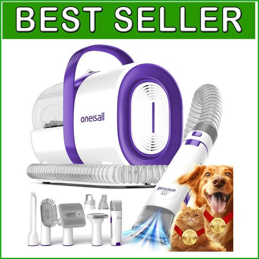 Effortless Dog Grooming Vacuum with 7 Pet Tools - Low Noise & Easy Empty Design
