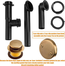 Load image into Gallery viewer, Complete Tub Drain Kit with Instant Pop-Up Tip-Toe Stopper - Champagne Bronze
