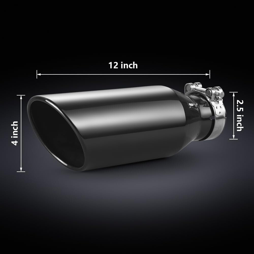 Universal Chrome Exhaust Tailpipe - 2.5" Inlet, 4" Outlet for Performance