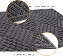 Load image into Gallery viewer, Water-Resistant Gray-Grid Outdoor Doormat - Easy to Clean, 61.5" x 36"
