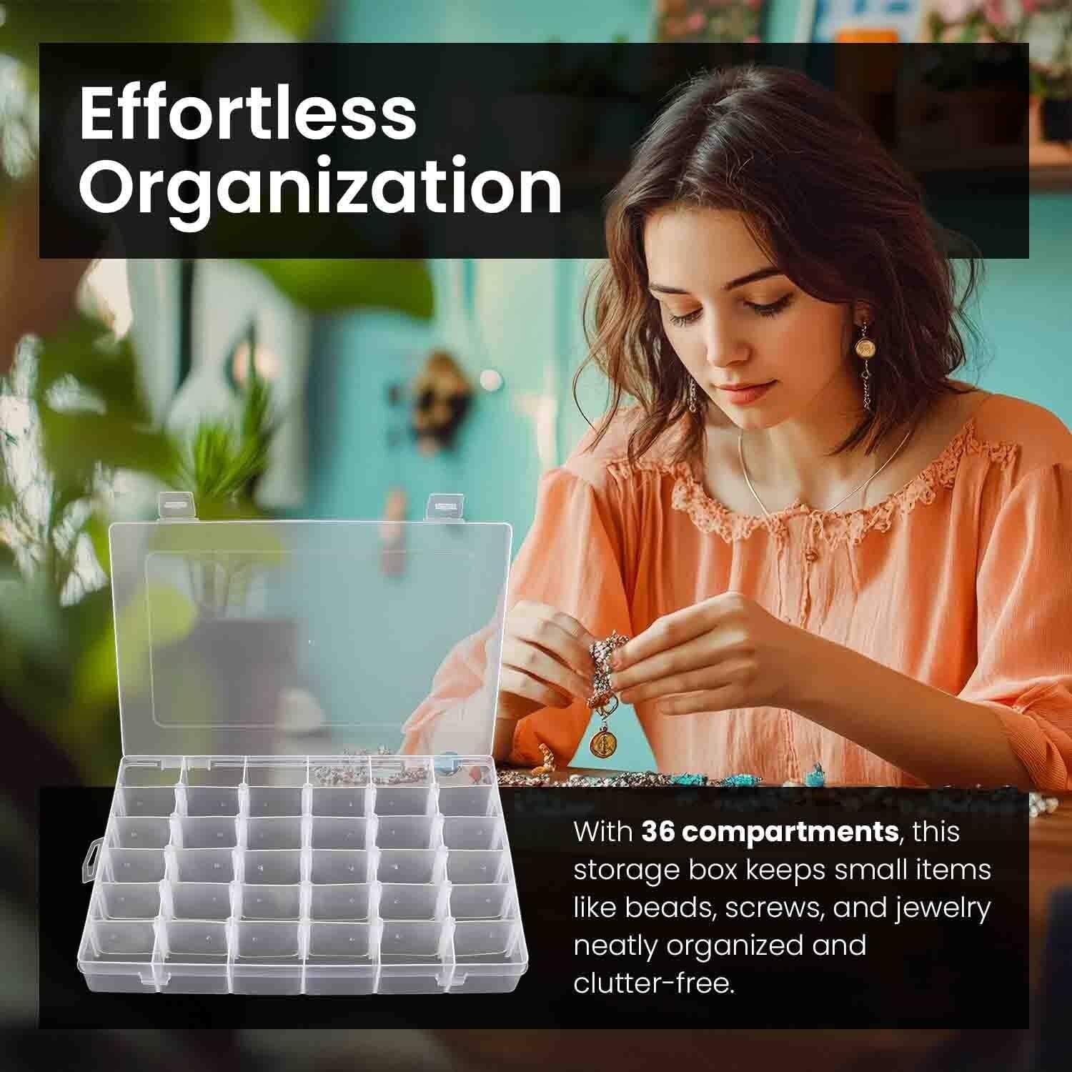 Lightweight and Portable Bead Storage Containers with Customizable Grids - 8pcs