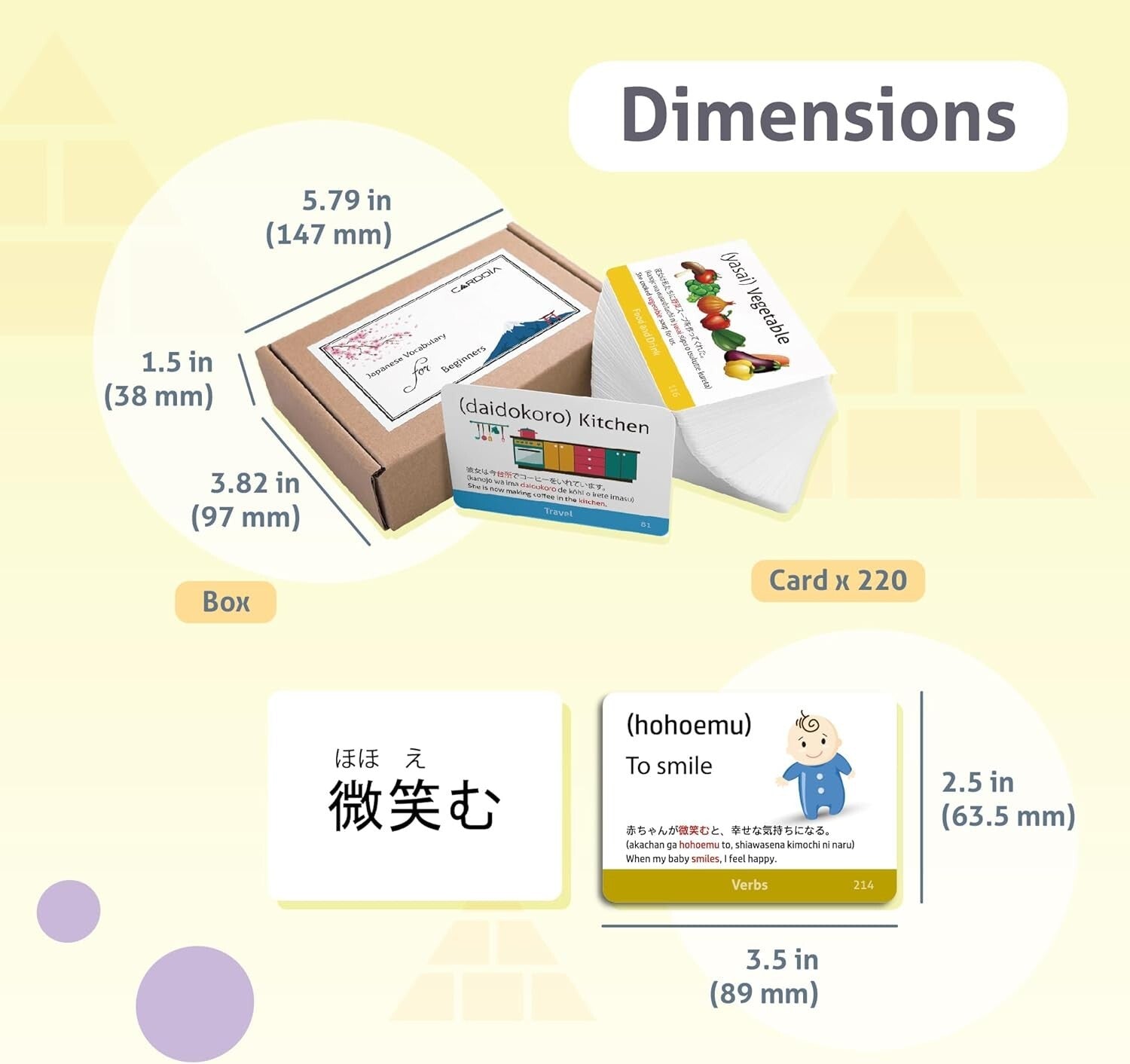 Comprehensive Japanese Flash Cards - 218 Essential Words with Images & Sentences