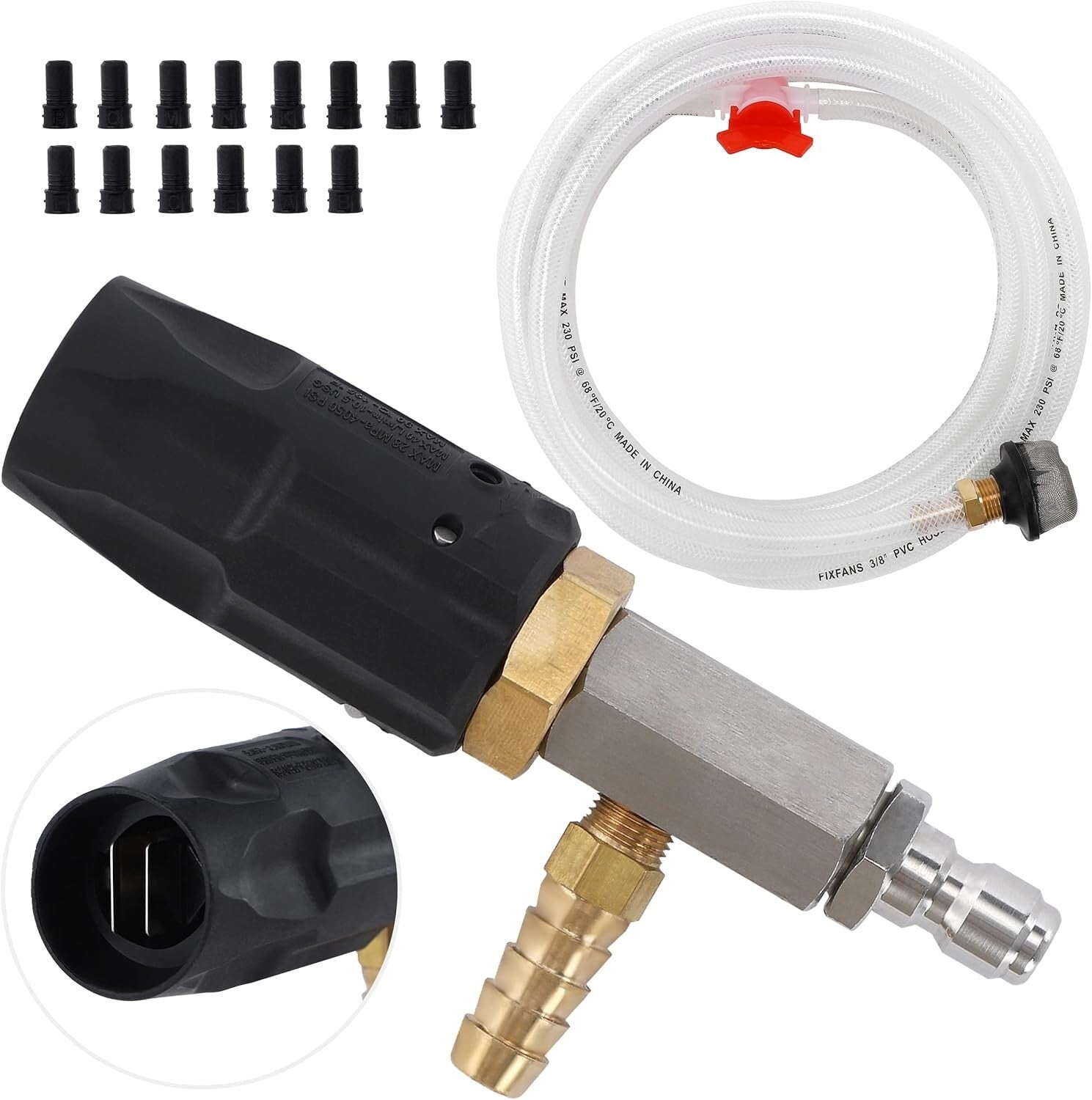 Dual Usage Downstream Injector Kit for High-Pressure Washing with 40ft Range