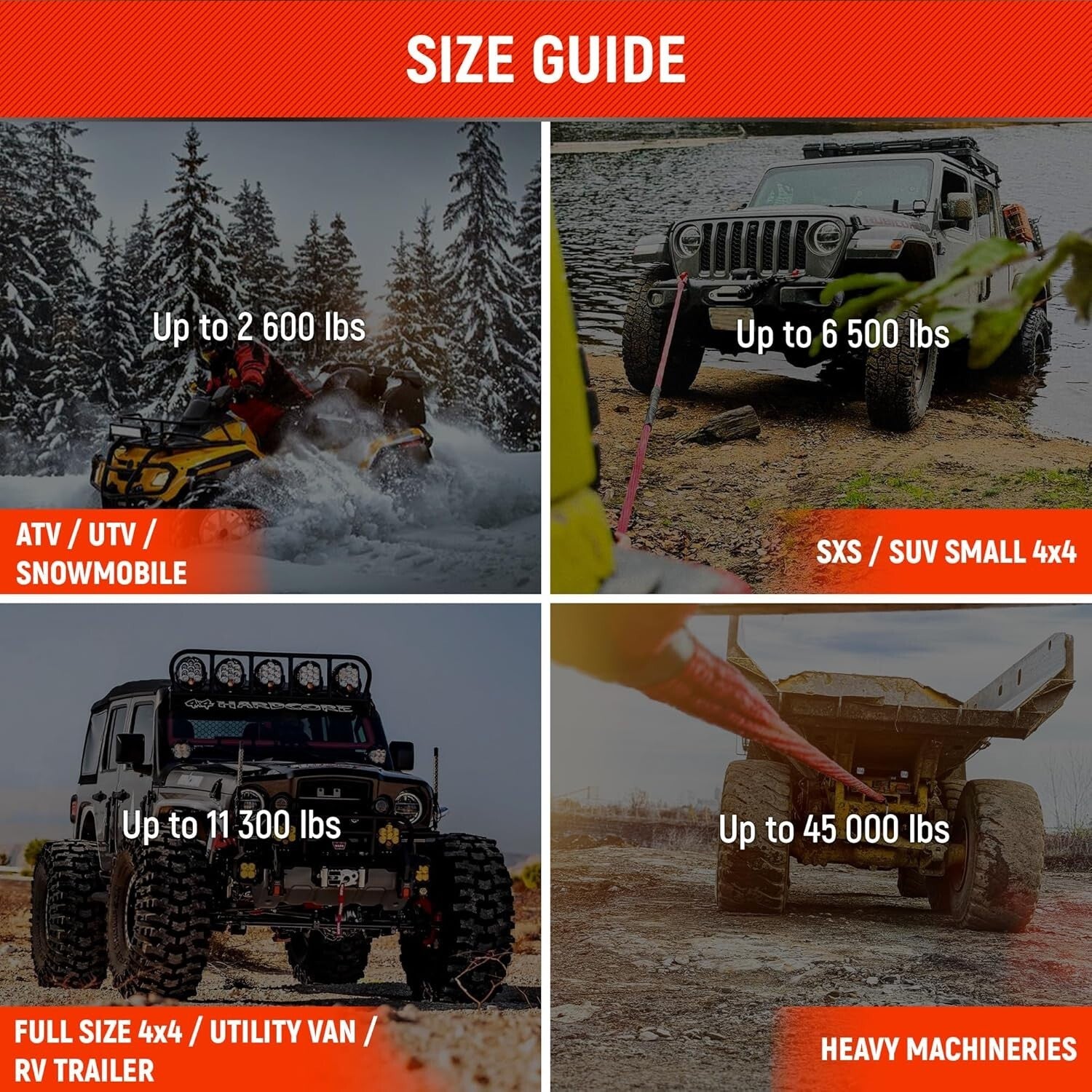 Firecracker Red Kinetic Recovery Rope 1" x 30' - Enhanced Strength & Durability