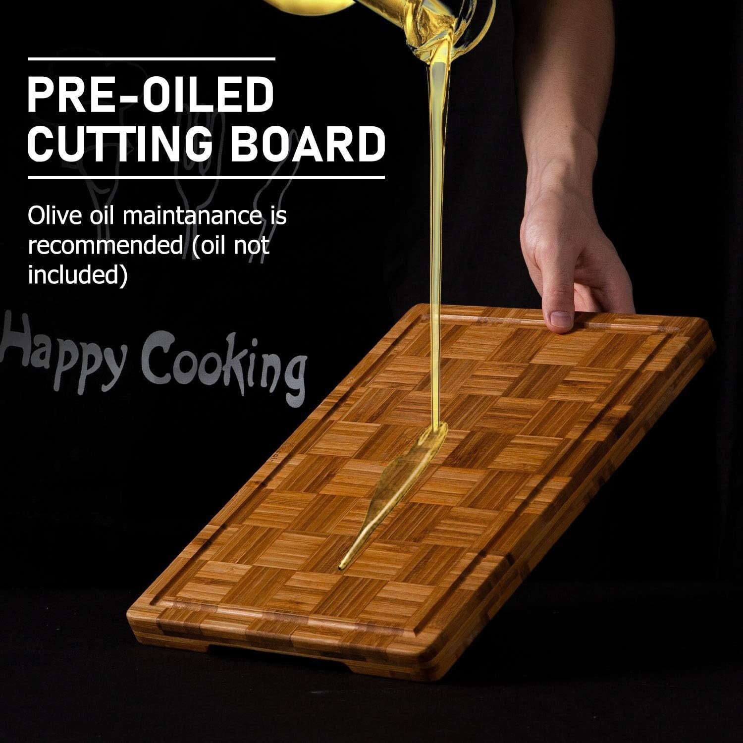 Extra Large Bamboo Cutting Board Set of 3 with Juice Grooves - Kitchen Essential