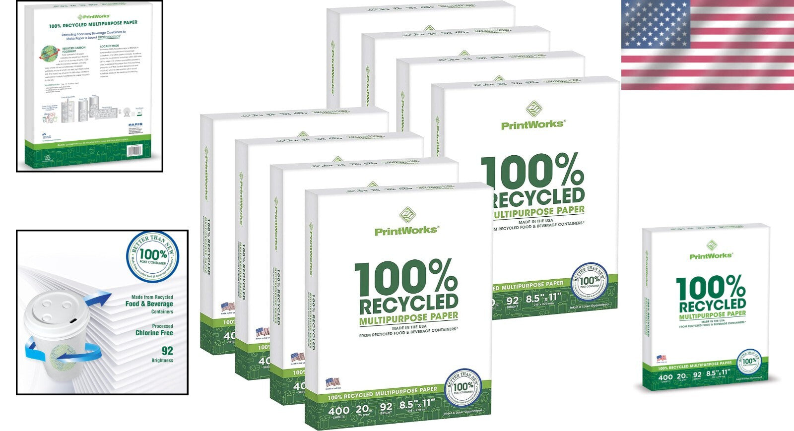 Quality 100% Recycled Multipurpose Paper - 8.5x11 Sheets, Ideal for All Printers