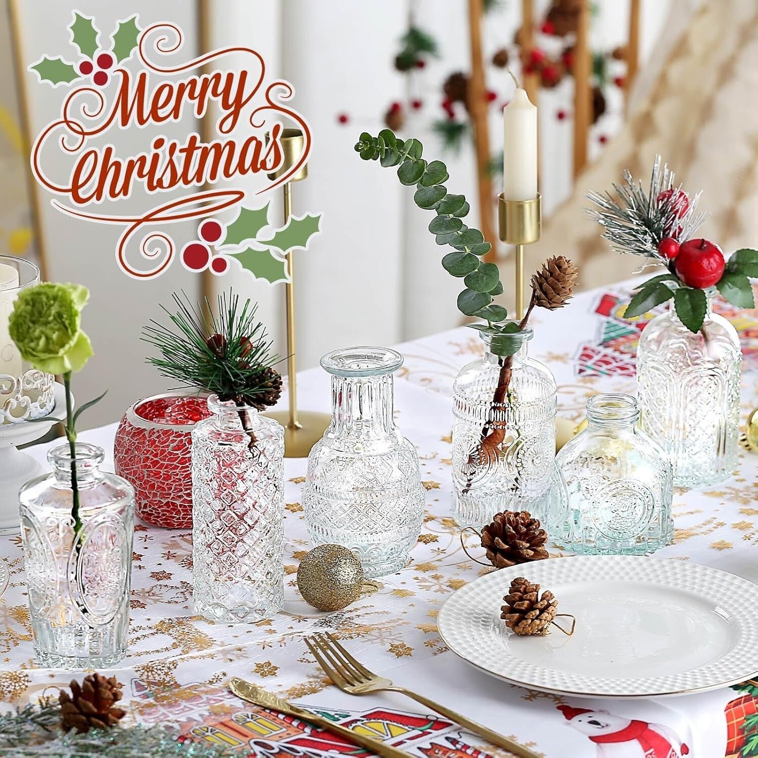 Hand-Blown Clear Glass Bud Vases - Set of 30 for Stunning Table Arrangements