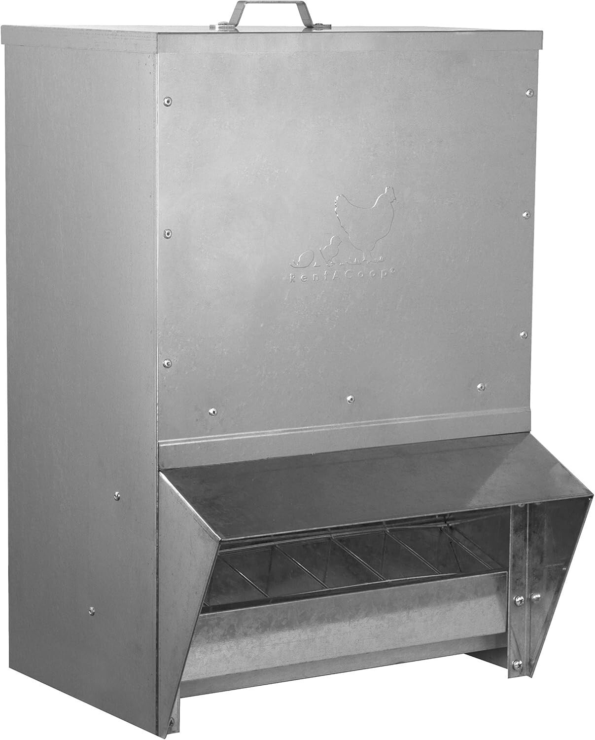50LB Waterproof Wall-Mounted Metallic Trough Poultry Feeder - No Waste Design