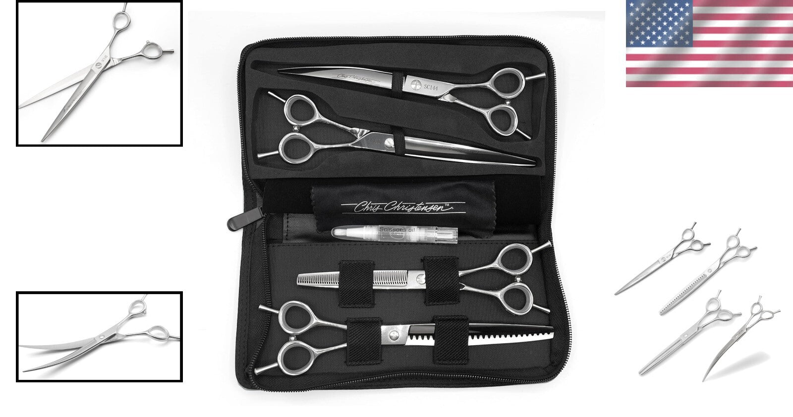 Ergonomic 4-Piece Grooming Shears Set with Convex Blades for Smooth Finishes