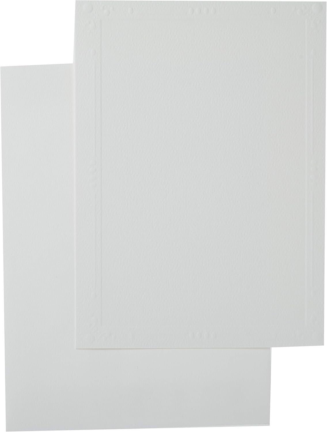 100 Pack White Photo Mount Cards with Embossed Border - Custom Greeting Cards