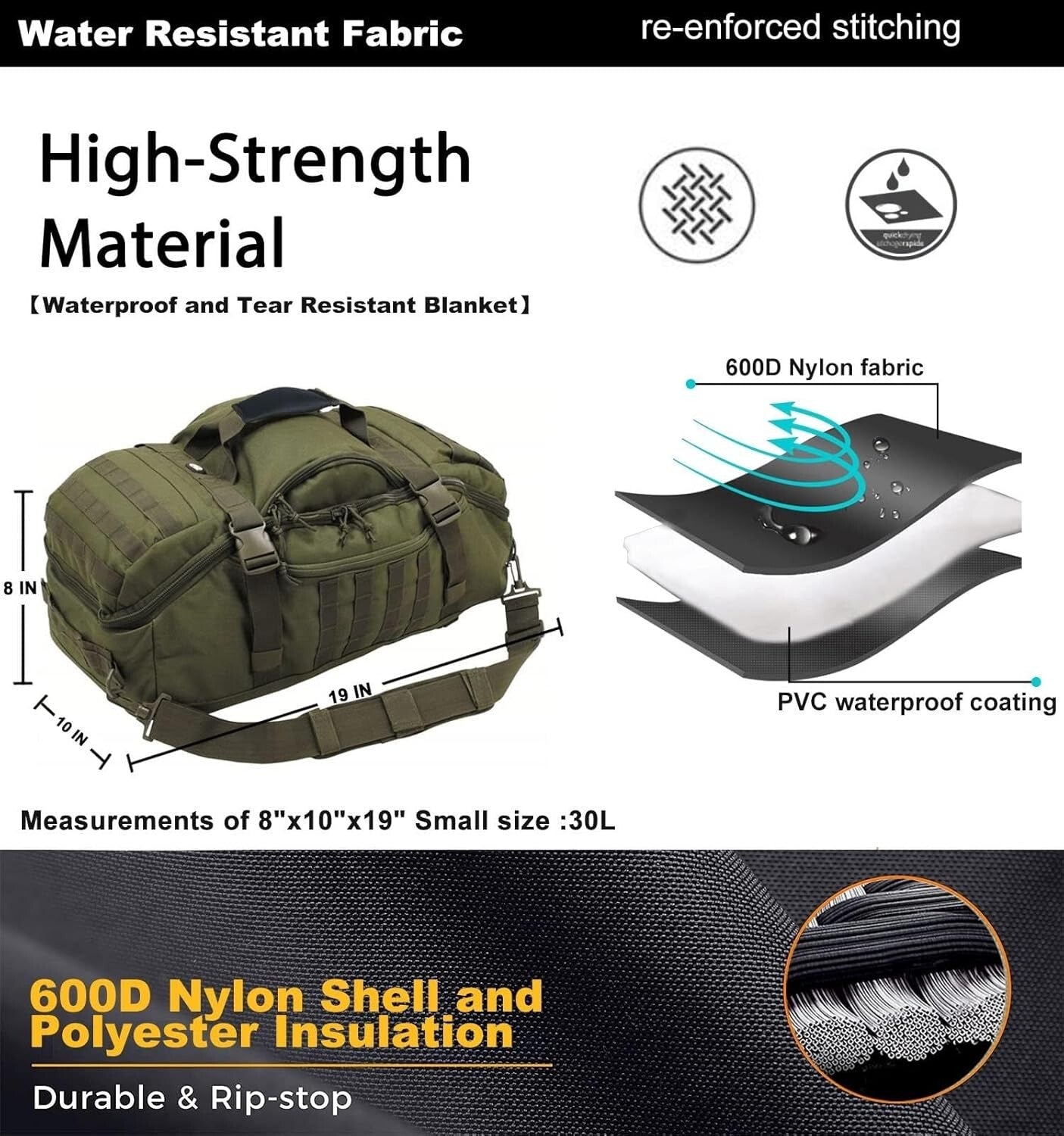 Extra Large 25L Waterproof Duffle Bag - Ideal for Gym, Travel & Outdoor