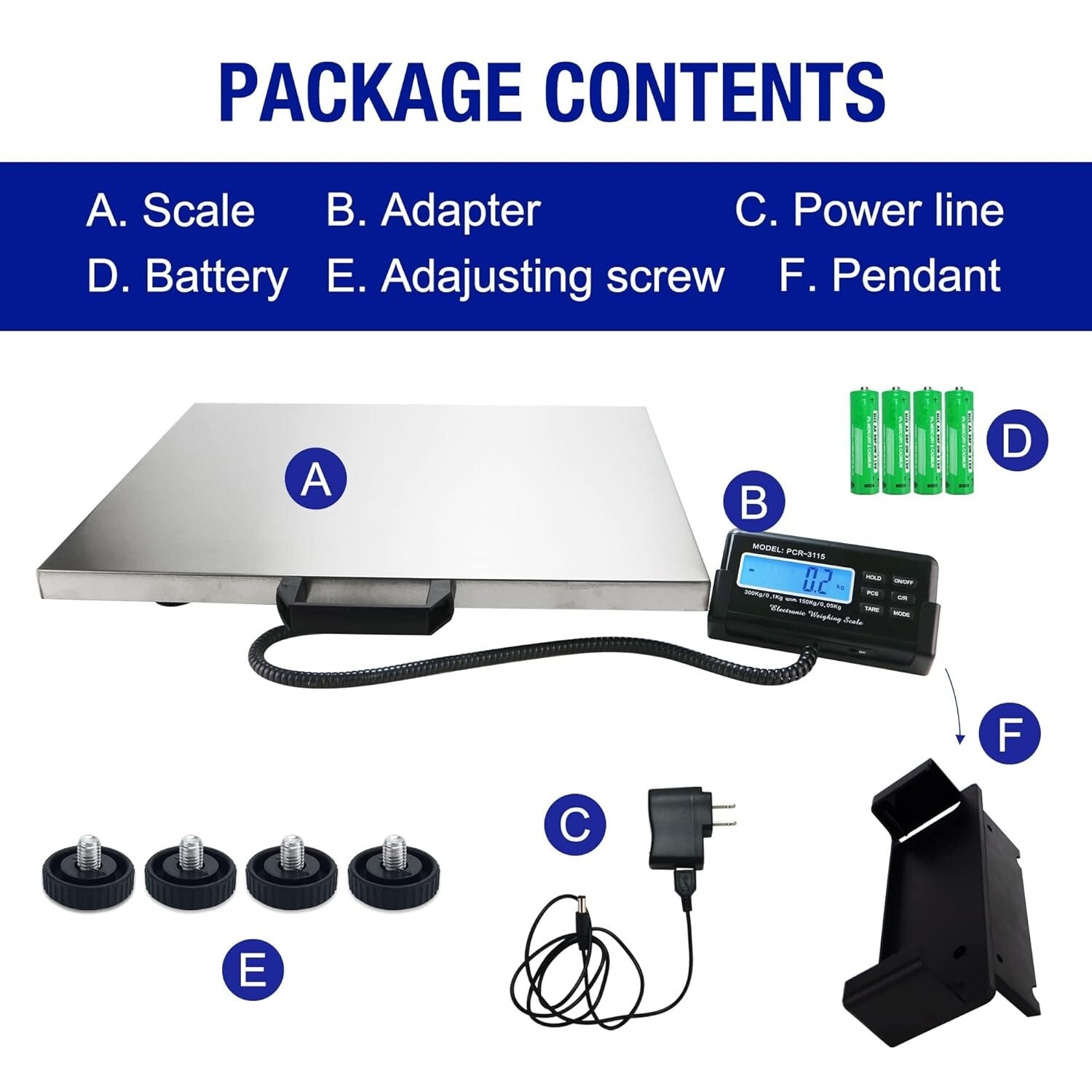 Heavy-Duty Digital Shipping Scale - 660lbs x 0.2oz with Precision Tare Function