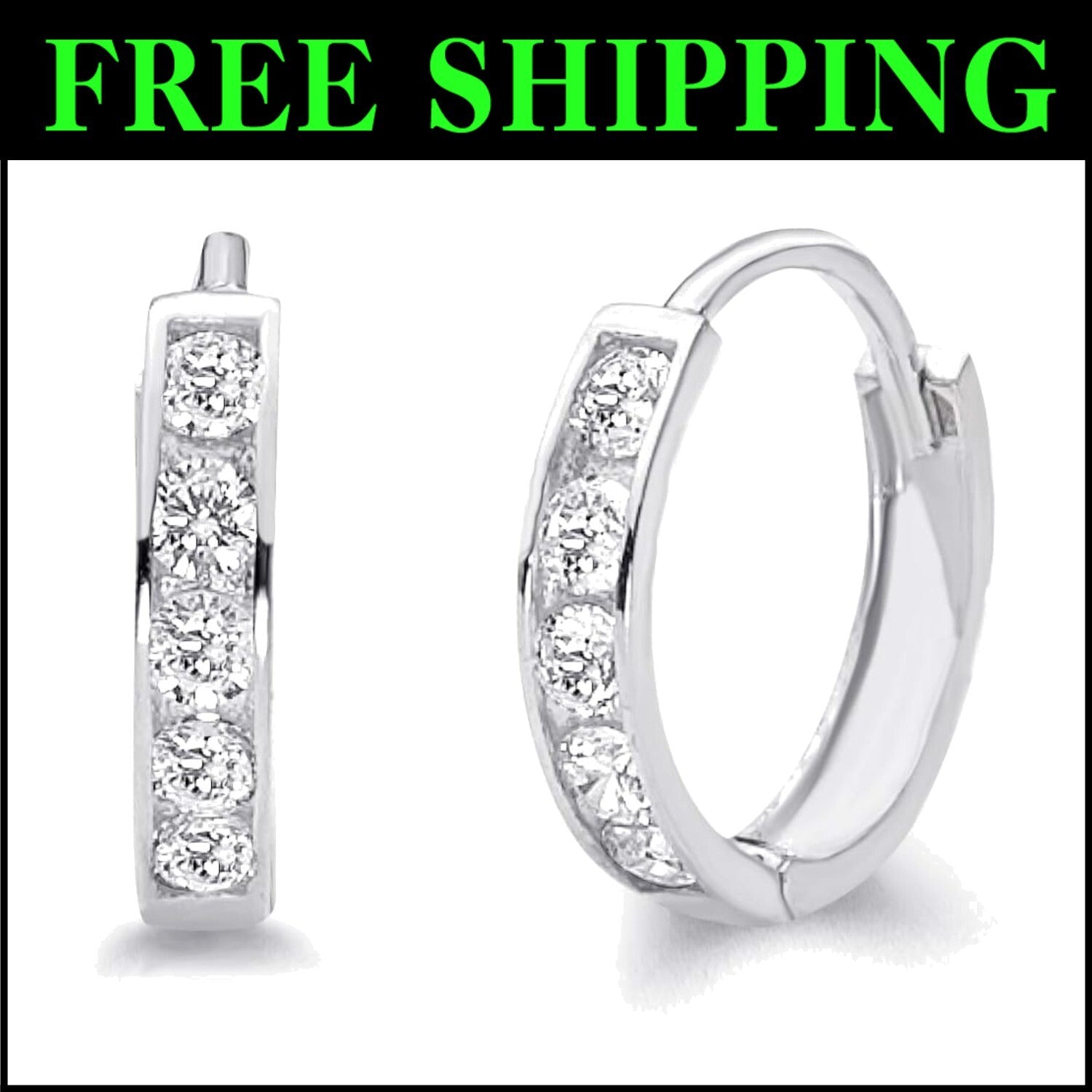 Elegant 14k White Gold Huggie Earrings - 2mm Thickness, 3 Sizes Available