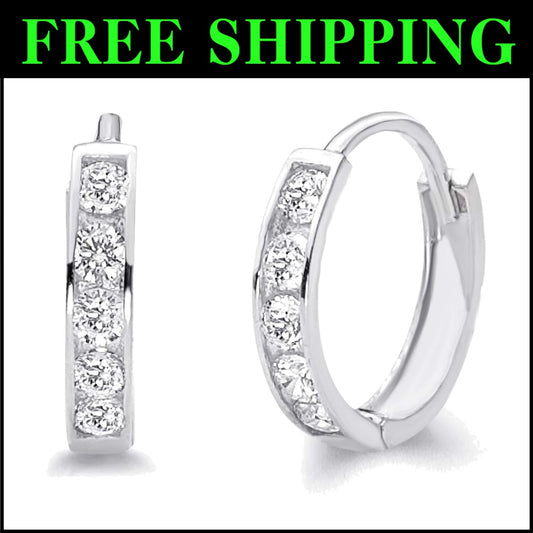 Elegant 14k White Gold Huggie Earrings - 2mm Thickness, 3 Sizes Available