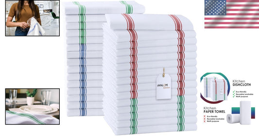 Value Pack of 30 Multi-Color 15x25 Inch Cotton Kitchen Towels - Soft & Absorbent