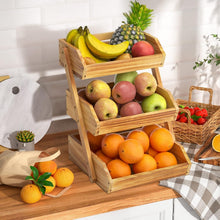 Load image into Gallery viewer, Sturdy 3-Tier Pine Wood Fruit Basket - Compact Design for Fresh Produce