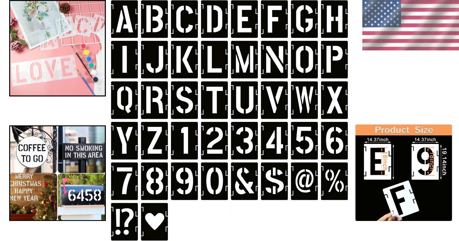 Eco-Friendly 42-Piece Stencil Kit - Letters, Numbers, and Symbols for Crafting