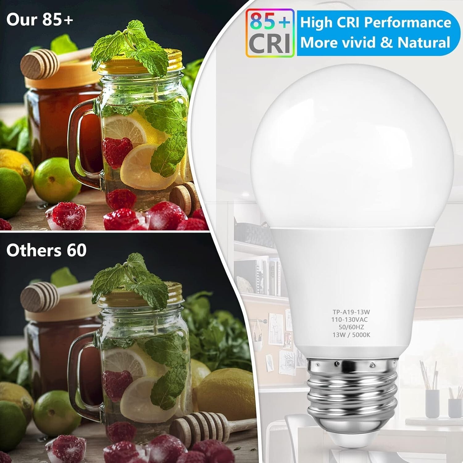 10-Pack A19 LED Light Bulbs - 100W Equivalent, Daylight White 5000K Brightness