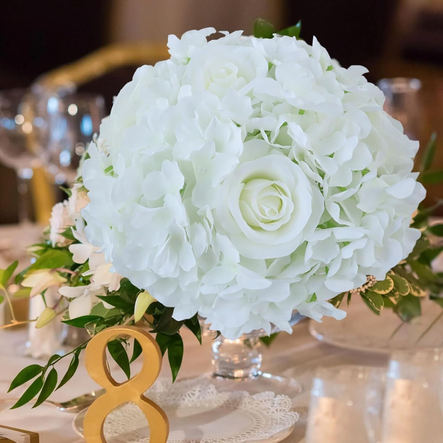 Long-Lasting 106pcs White Hydrangea Artificial Flowers for Weddings & Decor