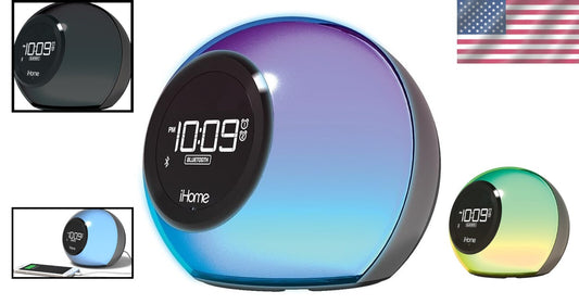 Bluetooth Alarm Clock Radio with Color-Changing Lamp & USB Charging Port