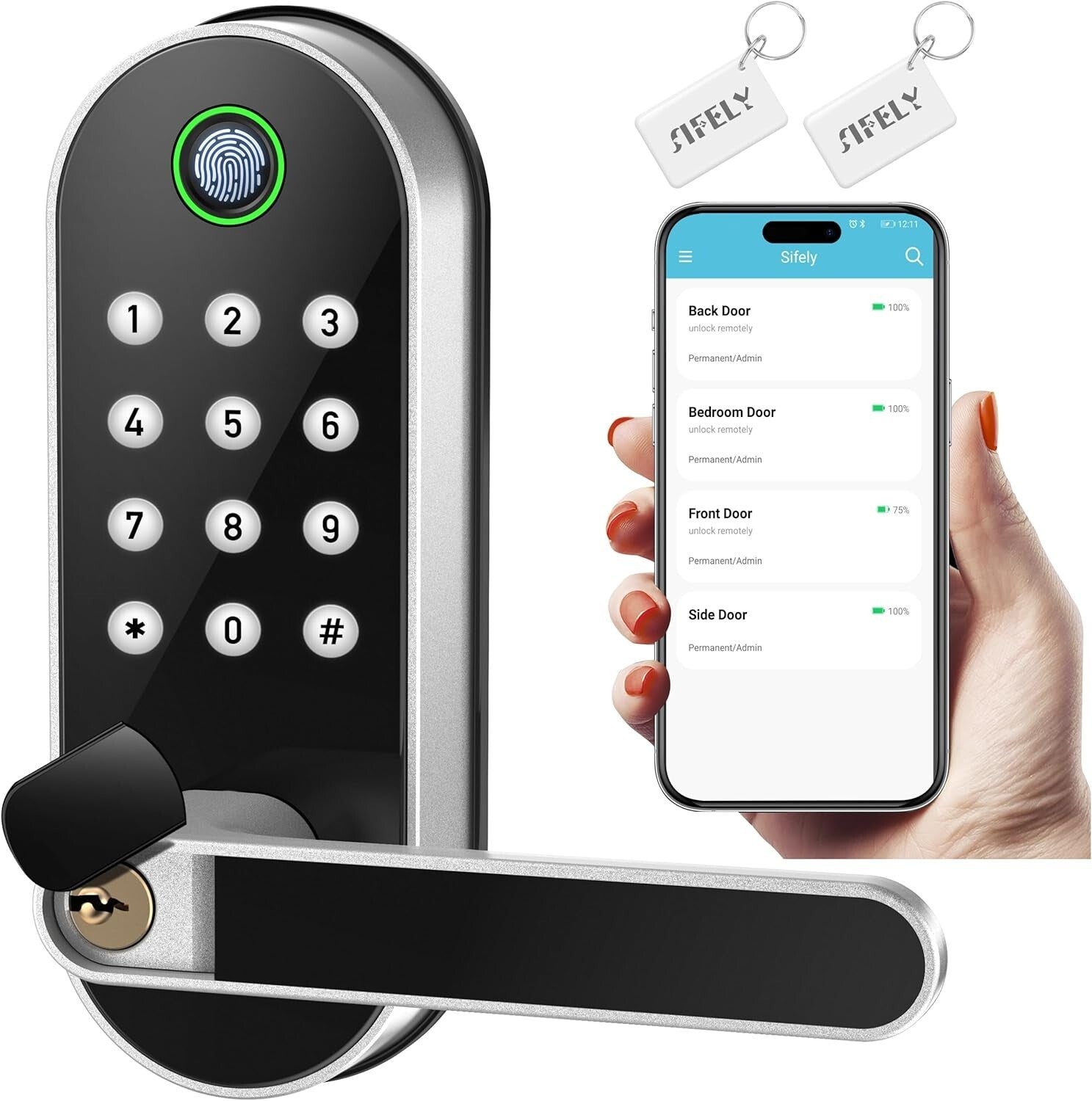Advanced 6-in-1 Smart Lock: Fingerprint, Code, Remote & More for Modern Homes