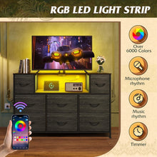 Load image into Gallery viewer, Stylish Charcoal Black 8-Drawer Dresser for Living Room &amp; Bedroom with USB Ports