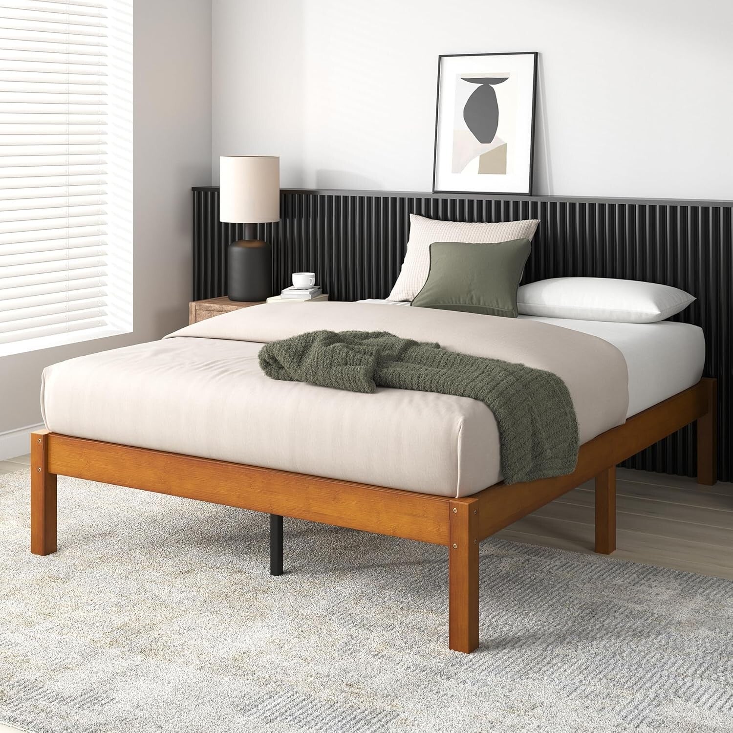 Eco-Friendly Ellie 14 Inch Bamboo King Platform Bed Frame - No Box Spring Needed