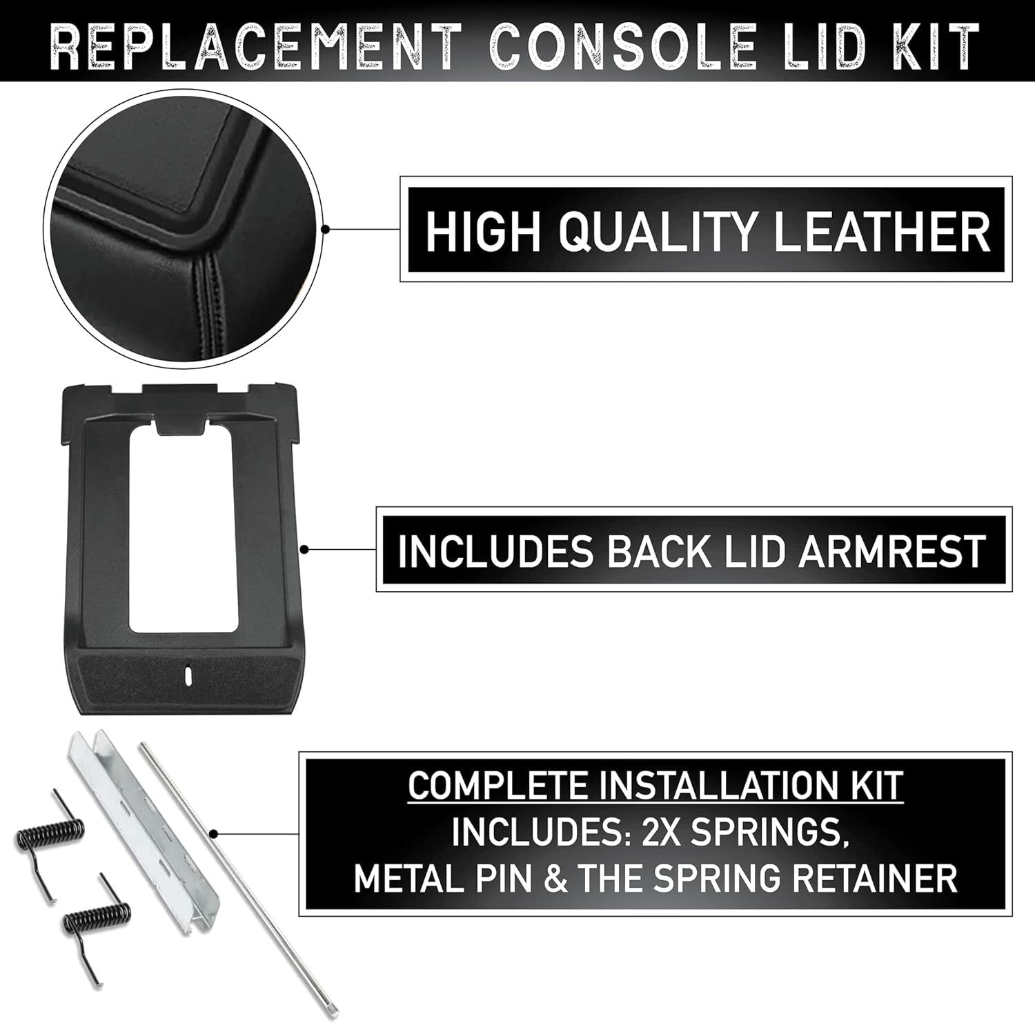Easy Install Console Lid Kit for 99-07 Silverado, Suburban, Sierra - Dark Gray
