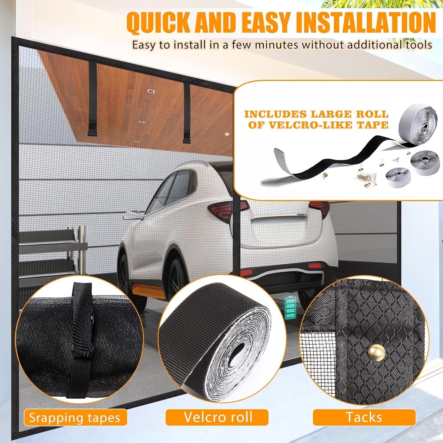 10x7FT Durable Magnetic Garage Screen Door - Fiberglass & Pet-Friendly Access