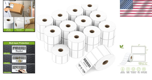 Adhesive 2" x 1" Direct Thermal Labels Compatible with Rollo & Zebra Printers