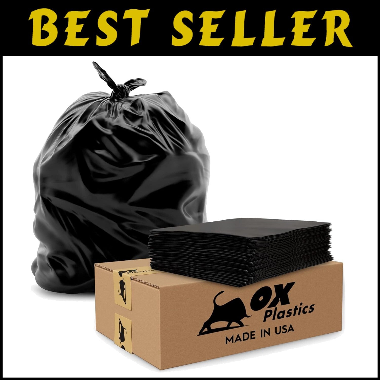 60-Gallon Heavy-Duty Trash Bags - 100 Count, Tear-Resistant & Leak-Proof