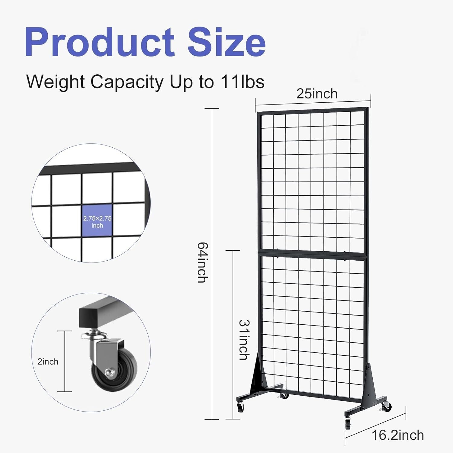 4-Pack Heavy-Duty Gridwall Display Stands with Triangle Base - Retail Essential